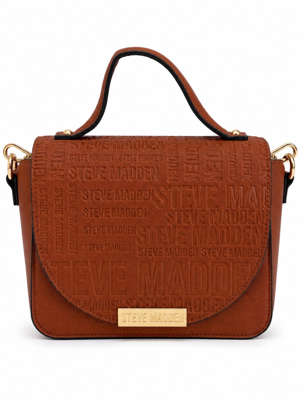 Steve Madden Brown Embossed Logo Crossbody Bag